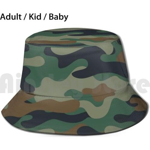 Camo Pattern - Green / Brown Sun Hat 1616 Bucket Hat Military Army Armed Forces Camouflage Cammo