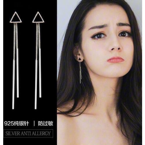 Free Shipping Fashion 925 Sterling Silver Geometric Triangle Stud Earrings For Women Beautiful Jewelry