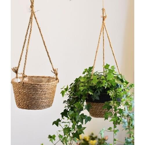 1Pc Fashion Home Hanging Flower Pot Decorative Handmade Storage Basket for Balcony Outdoor Garden