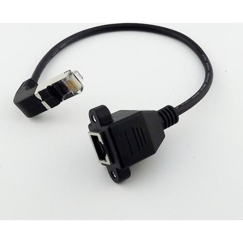 10pcs RJ45 Male Down Angled to Female Panel Mount Ethernet LAN Network Extension Cable 30cm