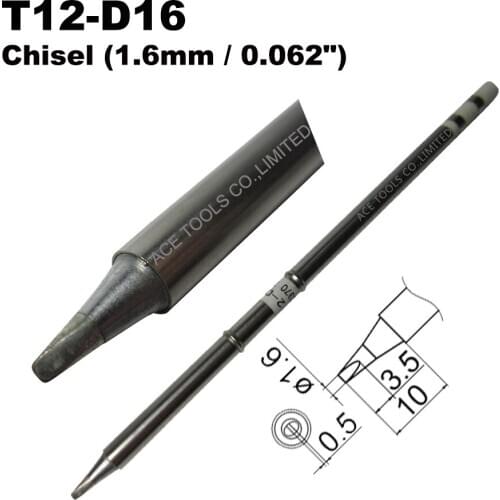 10 PCS T12-D16 Screwdriver 1.6mm Soldering Tip for HAKKO FX-951 FX-950 FX-952 FX-9501 FM-2028 FM2027 Iron Nozzle Bit Replacement
