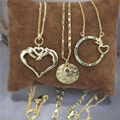 16inch 10pcs/lot New design colorful cz necklace,heart cubic zircon component,popular plated rosary chain necklace wholesale