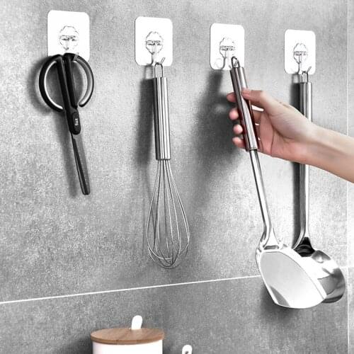 20/10 Pcs Hooks Transparent Strong Self Adhesive Door Wall Hangers Hooks Suction Heavy Load Rack Cup Sucker for Kitchen Bathroom
