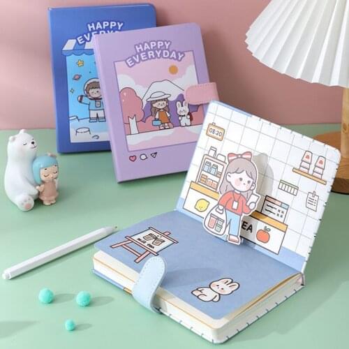 2021 Cute Kawaii Notebook Cartoon Cute Lovely Creative Journal Diary Planner Notepad for Girls Gift Korean Stationery