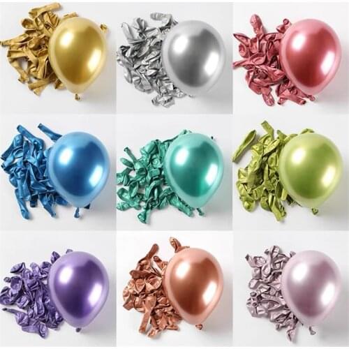 30 50pcs/lot Chrome Metallic Latex Balloons Gold Silver Round Metal Ballon Birthday Party Globos Weddings Decor DIY 5inch