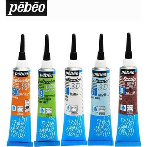 3D Fabric Paint DIY Fine Liner Pen 20ml Pebeo Glitter Series Permanent Colored Marker Phosphor Oil Painting Pigment Art Supplies