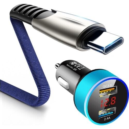 Dual USB Car Charger 5A Fast Charing for huawei P40 P30 P20 Mate 20 30 lite Pro P smart 2019 2018 NOVA 3 Car USB C Phone Charger