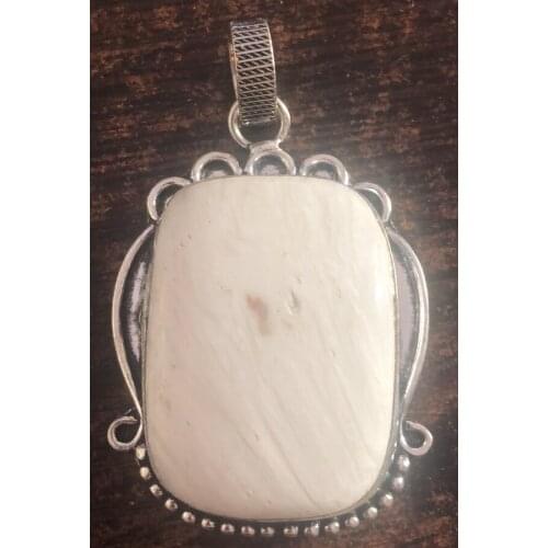 White Opal Pendant Silver Overlay over Copper , 53 mm , P7309