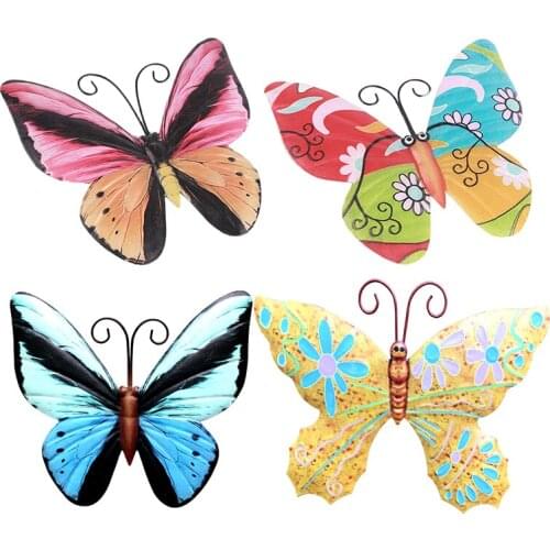 Large 3D Metal Butterfly Sculptures Iron Art Wall Hanging Decorative Butterfly Wall Decor Artificial Outdoor Patio Home Decor