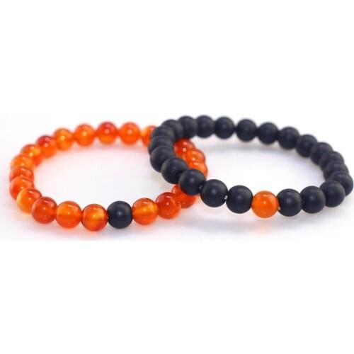 Women Natural Red Sardonyx Stone % Black Matte Stone Bead Bracelets Couples Distance Charm Round Bead Jewelry Best Friends Gift