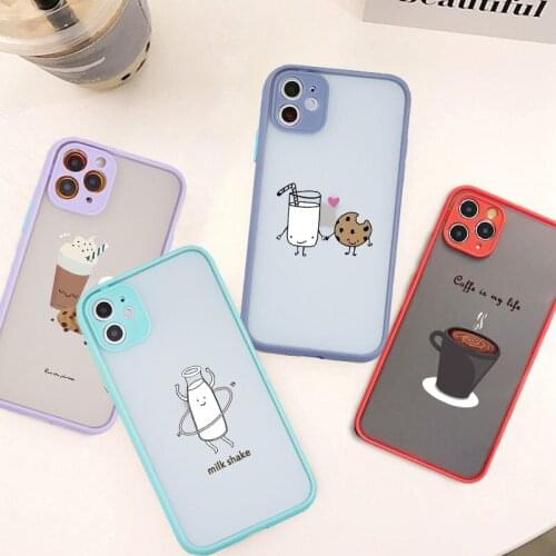JAMULAR Cartoon Milk Bottle Cookies Phone Case For iPhone 7 XS MAX 11 Pro SE 2020 X XR 6 8 Plus Shockproof Matte Cover Funda Bag