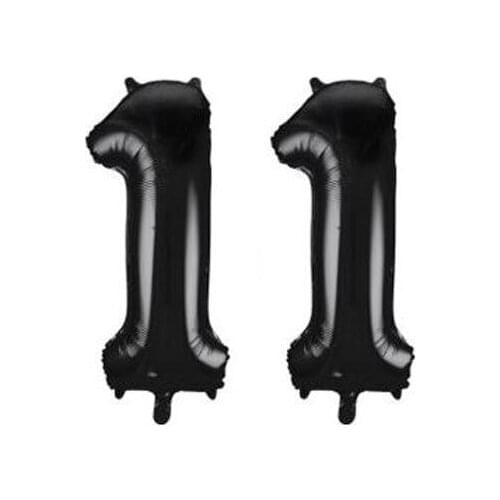 Black balloons number 11 foil two very resistant balloons big size 100 cm birthday/anniversary party