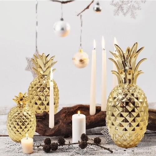 Cerative Ceramic Pineapple Ornaments Hand-painted Gold Pineapple living room decoration ornaments Pineapple home decor Craft