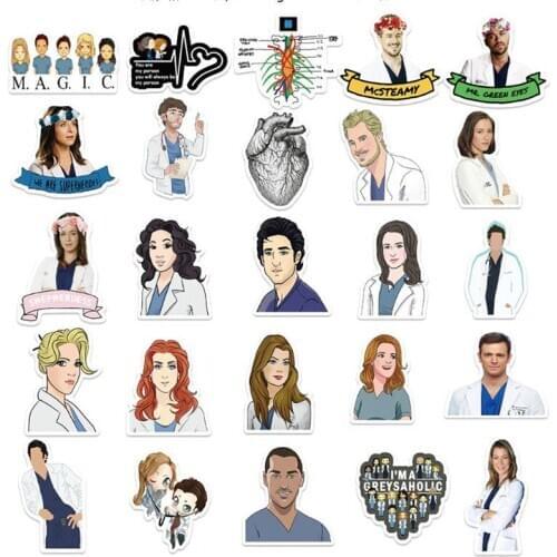 LL-121# American TV Greys Anatomy Series 50/pcs PVC Sticker Travel Suitcase Bike Phone Sliding Plate Graffiti Styling