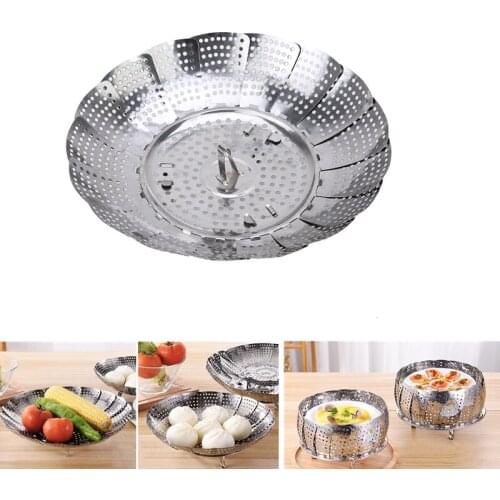 Stainless Steel Lotus Steaming Tray Multi-Function Changeable Fruit Tray Retractable Folding Magic Steamer Tray Steaming Rack