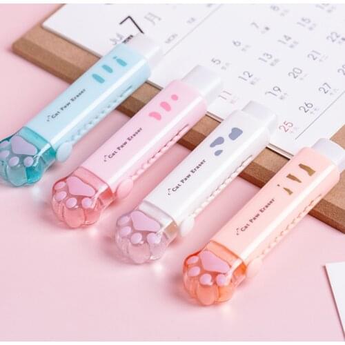 Kawaii Cat Paw Eraser Creative Push Pull Eraser for Student Professional Drawing Tools Cute Stationery School Supplies Girl Gift