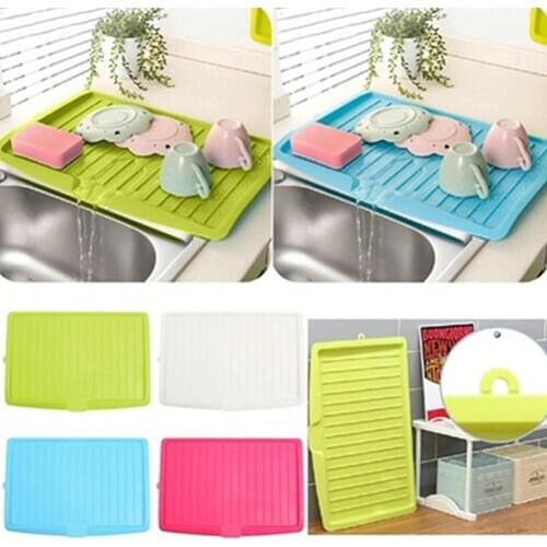 Multifunction Plastic Holder Kitchen Silicone Dish Drainer Tray Large Sink Drying Rack Organizer Drying Rack For Tablewares