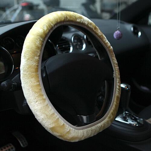 Soft Short Plush Car Steering Wheel Cover Autumn Winter Driver Driving Accessory Car Interior Steering Wheel Cover