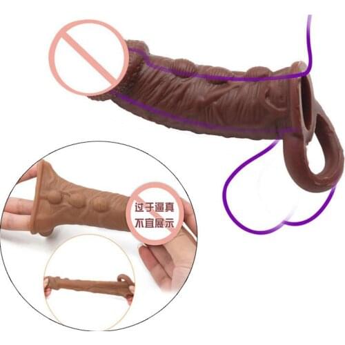 Soft Silicone Penis Extender Condom Dildo Reusable Cock Penis Sleeve Intimate Goods Penis Enlargement Sex Toys For Male