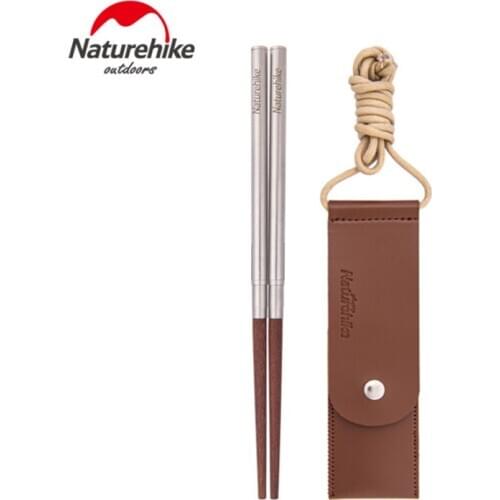 Naturehike 1 Pair Ultralight Folding Chopsticks Portable Reusable Solid Wood Chop Sticks Outdoor Picnic BBQ Sushi Supplies