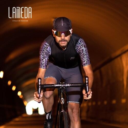 LAMBDA New Colorful Reflective Mens Cycling Wear Summer Short Sleeve Road Mountain Bike Cycling Jacket Asian Size