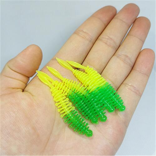 10PCS/Lot New Mini Bicolor Fishing Lures Soft bait 6cm Worm Artificial Silica gel Carp Shrimp odor Lure Wobblers Fishing Ttackle