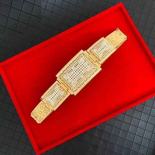 New Square Hollow Out Flower Gold Waist Chain for Caftan Arabic Robe Wedding Belts Luxury Bridal Chain Belts Body Jewelry