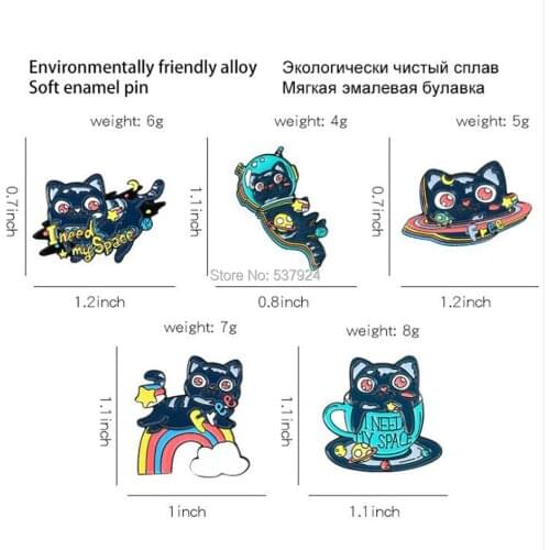 New 20Pcs Rainbow Space Cat Alloy Brooch Lapel Pin Action Figure Toy