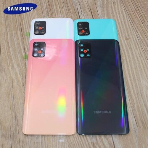 Original SAMSUNG Galaxy A51 2020 A515 A515F Housing Battery Back Cover Rear Cover With Camera Glass Lens Frame & Logo 6.5 inch