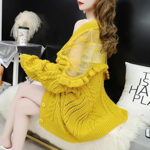 Casual Women Knitted Patchwork Sweater Winter Fashion Butterfly Sleeve Sweater New Ruffled Turtleneck Knitted Pullover Sweater