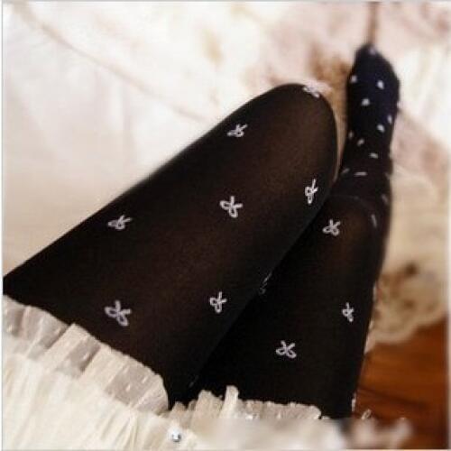 Spring and Autumn Princess Sweet Bow Backing Socks 80D Velvet Medium Thick Stockings Pantyhose Women