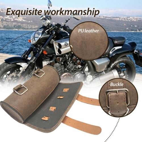 Vintage Black Motorcycle Saddle Bags PU Leather Otorbike Side Tool Tail Bag Luggage ForHarley Universal Motorcycle Saddle Bags