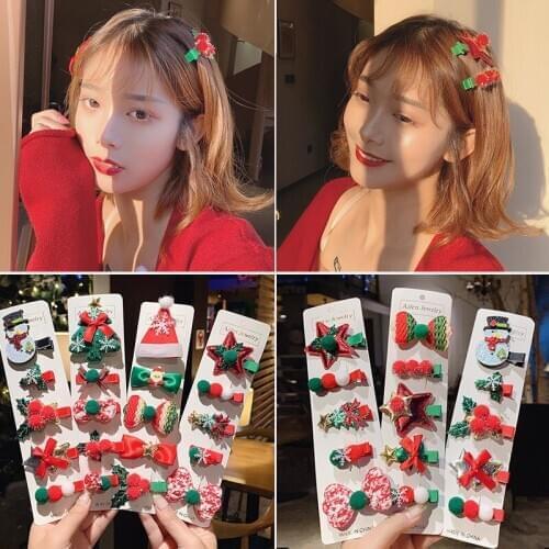 FACEINS Christmas Elderly Antler Hairpin Set For Women Hairpin Korea Ins Girl Side Clip Decoration Trinket Clip Headdress