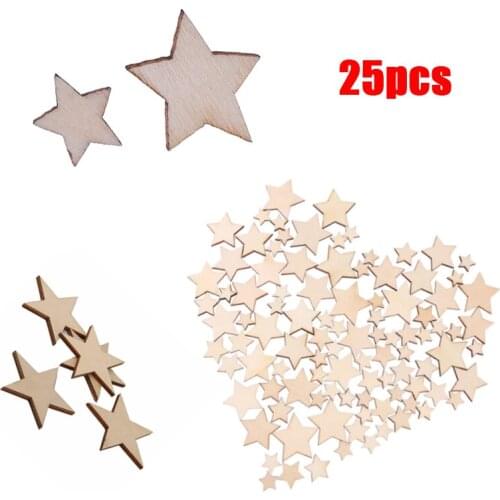 Star Wooden Pattern Christmas Decorations For Home Ornament DIY Wood Crafts For Christmas Party 25Pcs