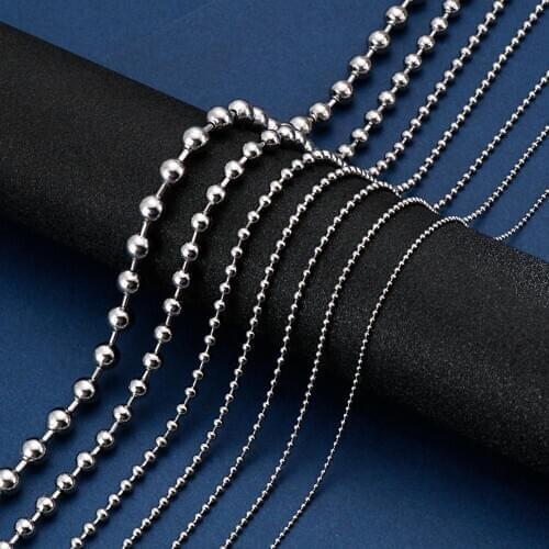 1.5~8mm Gold Black Beaded Necklaces Ball Stainless Steel Ball Bead Chains For Men Women Chain Necklaces Jewelry Accessories