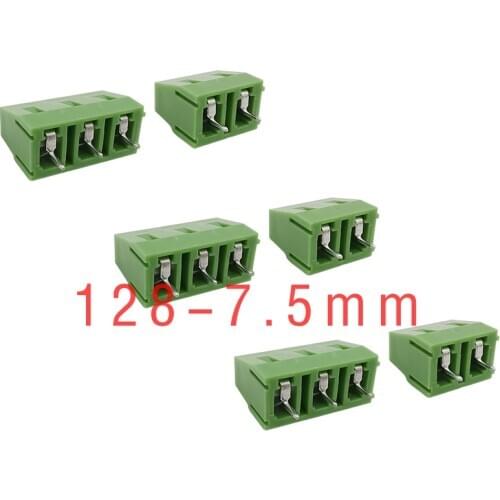 10Pcs Terminal Block KF128-7.5-2Pin 3 Pin 7.5mm Pitch Straight Pin Spliced PCB Screw Terminals Blocks Connector 300V 10A Green