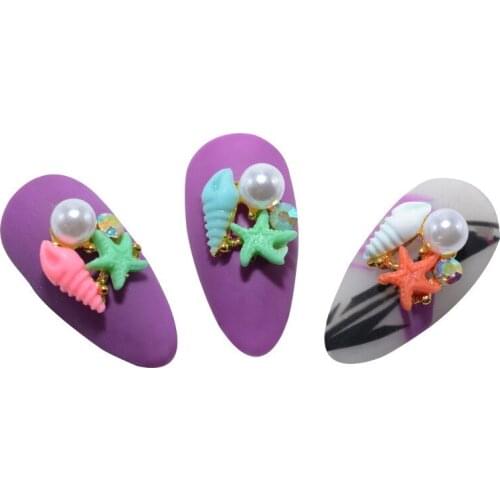 20pcs new Alloy 3D Nail Art Accessories shell starfish pearl jewelry Glitter nail gel tools nail DIY Rhinestone Decorate