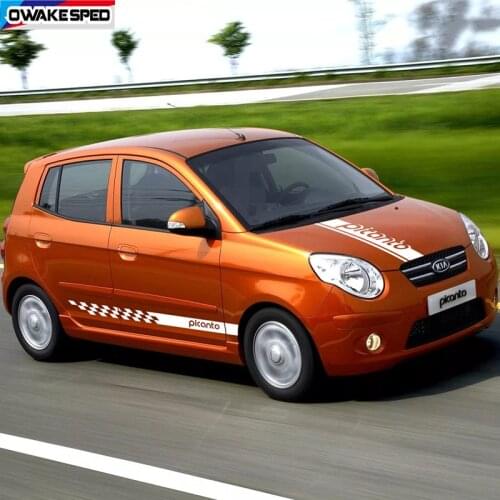 3 pcs/lot Car Styling Body Sticker For KIA Picanto Morning Car Hood Bonnet Sport Stripes Auto Door Side Skirt Vinyl Decals