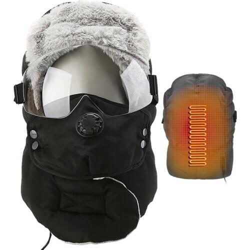 3-speed Temperature Adjustment Warm Hunting Hat Lei Feng Hat With Mask Ear Protection Heating Cap For Riding Skiing Wind Cold
