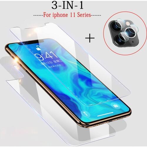 3-IN-1 Camera Tempered Glass For iphone 11 Screen Protector For iphone 11 Pro Back Front Protective Glass For iphone 11 Pro Max