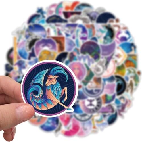 50/100Pcs Cartoon Twelve Constellation Stickers Dream Galaxy Sticker for Waterproof Skateboard Guitar Suitcase Laptop Kids Toy