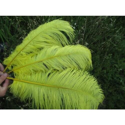 Wholesale 50pcs / lot high quality ostrich feathers 22-24 inches / 55-60 cm yellow feather stage decoration celebration