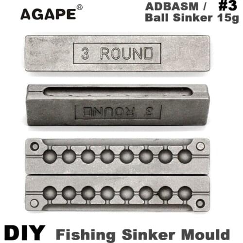 Agape DIY Fishing Ball Sinker Mould ADBASM/#3 15g 8 Cavities