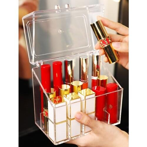 15 Grid Acrylic Lipstick Storage Plastic Box Transparent Makeup Organizer Lip Gloss Cosmetic Display Stand Heighten Storage Rack