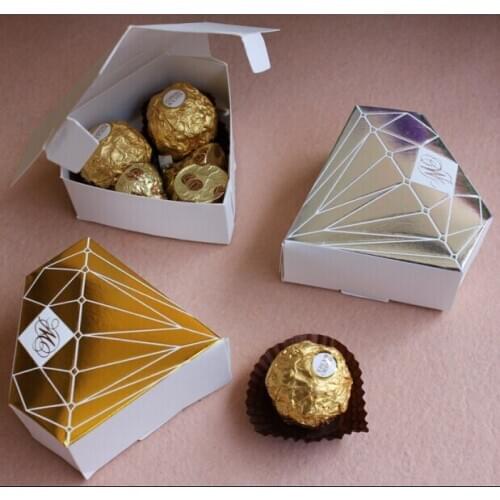 Free Shipping 50pcs/lot Wedding Box Creative Diamond Design Euro-style Candy Boxes To Make Sure Your Wedding Full Of Happiness