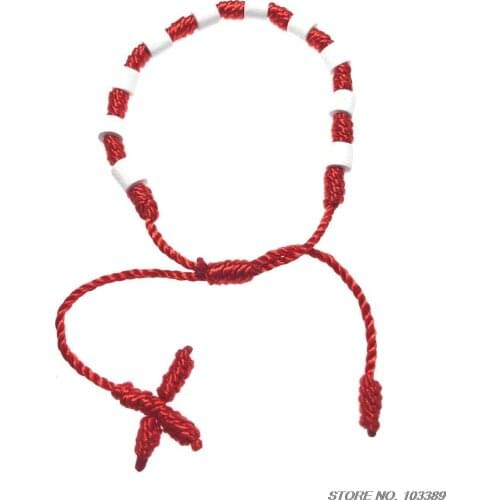Red rope bracelet/ rosary bracelet/6MM wood bead bracelet/ knotted bracelet/religious cord braceletspecial offer