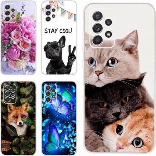 Cute Cat Cover For Samsung Galaxy A32 Case SM-A325F Soft TPU Slim Fundas For Samsung A32 A 32 5G A326B Phone Cases Coque Bumper