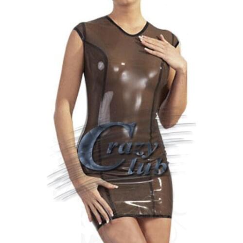 Crazy club_Limited Fetish Sexy Uniform Latex Transparent Mini smoky latex dress Customized Dress Fetish Fast Delivery