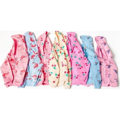 Baby Girl Jackets Spring Autumn Flamingo Print Hooded Jacket for Girl Kids Clothing Casual Jacket Cherry Toddler Child Outerwear