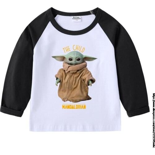 Children Baby Girls Clothes T-Shirt Cartoon Mandalorian Baby Yoda Tees Tops Kids TShirt Spring Cotton Soft Long Sleeve Outfits